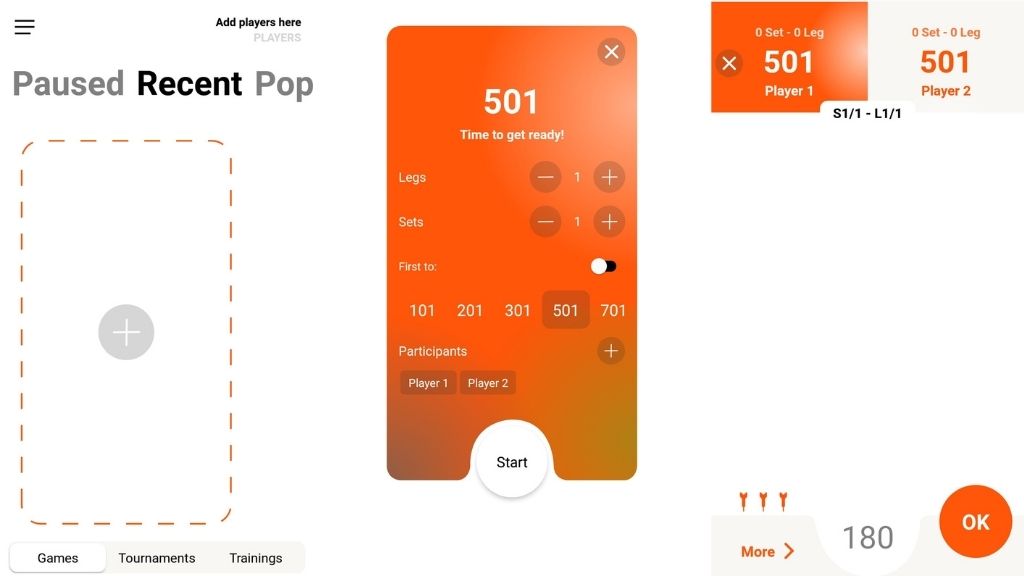 Screenshots of Dart Scores App